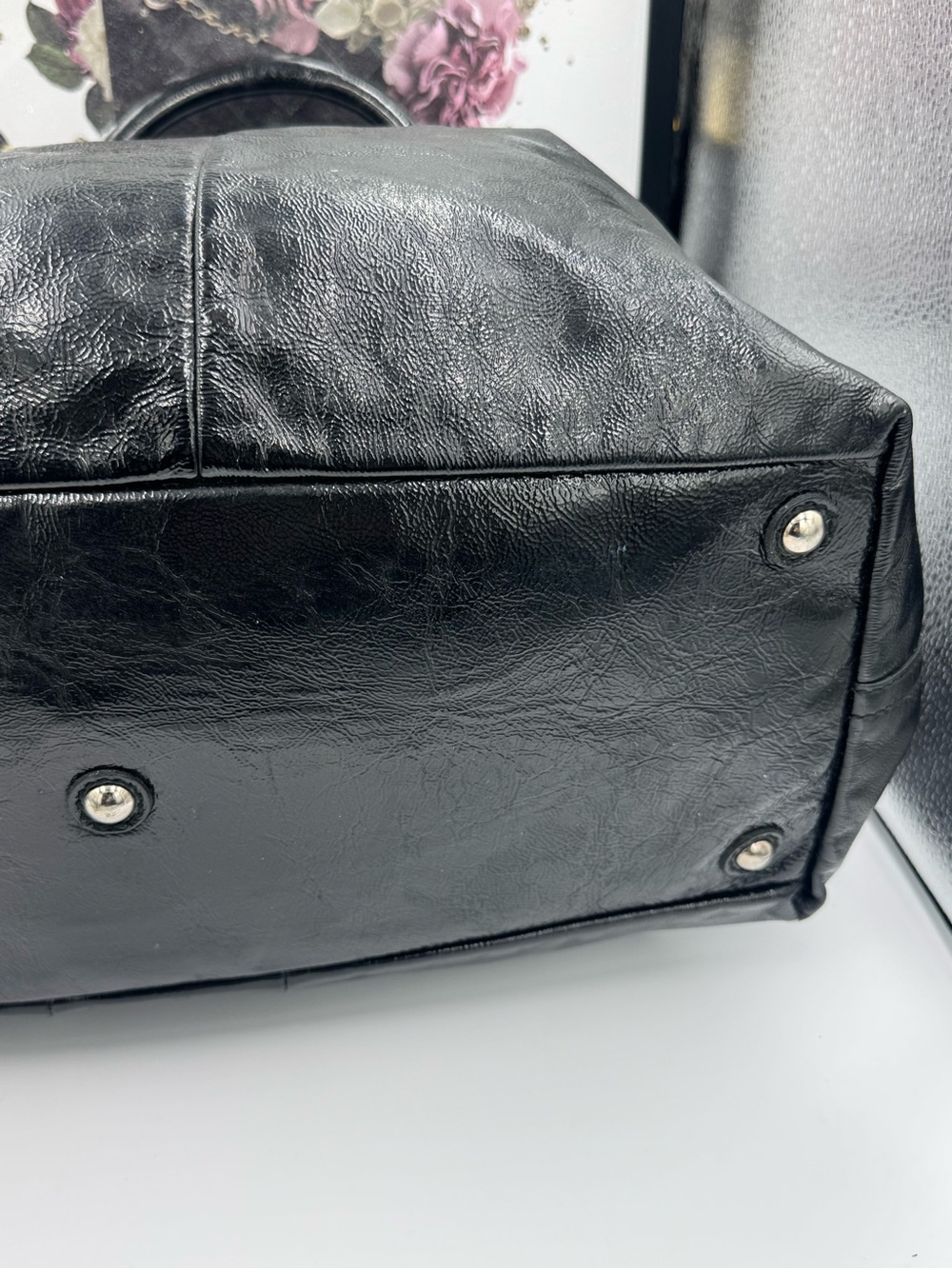 Yves Saint Laurent East Boston Black Patent Leather Satchel - COA - Picture 9 of 16